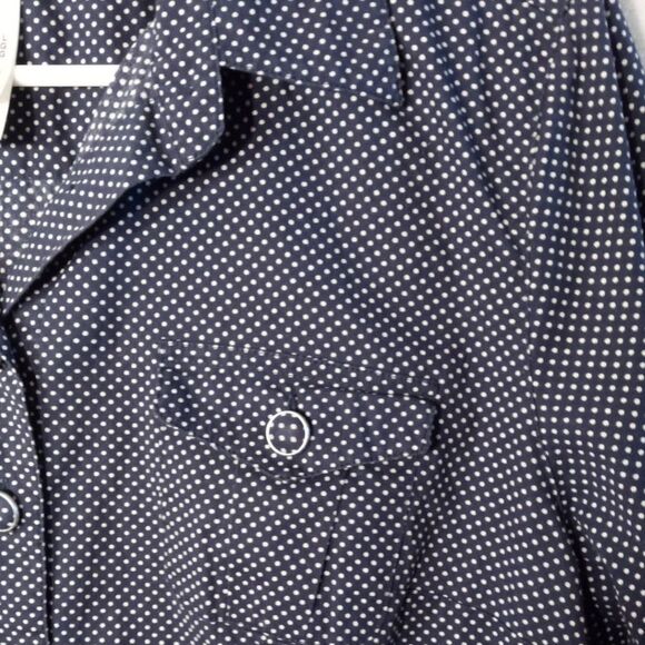 Liz & Company Polka Dot Button Down Shirt Women Large Blue White Dots Stretch - Picture 4 of 10